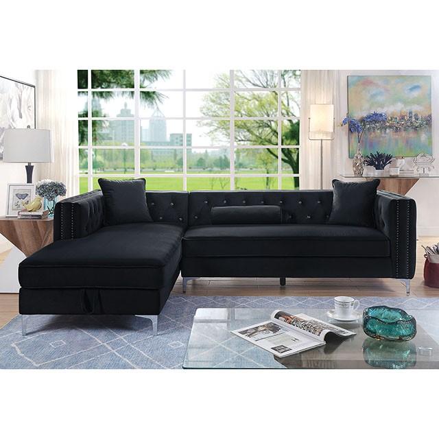 Amie Glam Gray & Black Sectional w/Storage