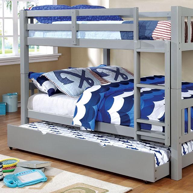 Cameron Dark Walnut, White & Gray Full/Full Bunk Bed