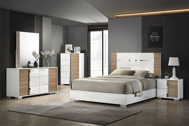 ERLANGEN Cal.King Bed, White/Natural